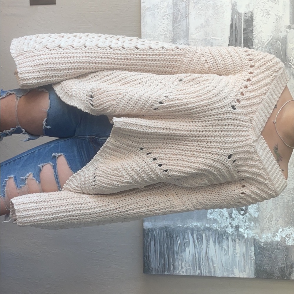 Medium beige crocheted sweater